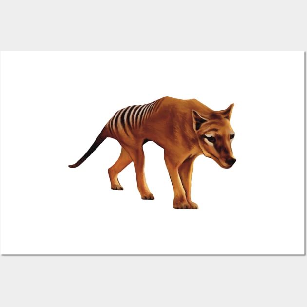 Tasmanian Tiger illustration, Tassie tiger artwork. Extinct Tasmanian Tiger. Thylacine illustration. Wall Art by PlumpPlumStudio